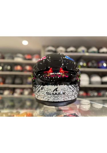 Renkli Cam + Shark Skwal İ3 Hellcat Kask Siyah Mavi