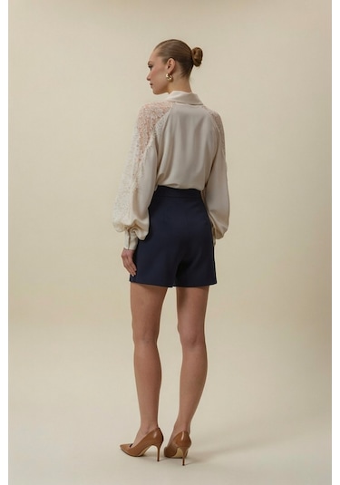 Sateen Talia Şort Etek - Lacivert-137066 Lacivert