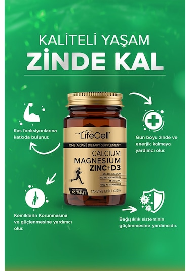 Lifecell Calcium Magnesium Zinc + D3 60 Tablet