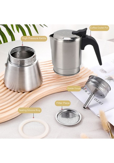 304 Paslanmaz Çelik Moka Pot For Ev Kullanımı Kaiyi Gosterildigi Gibi