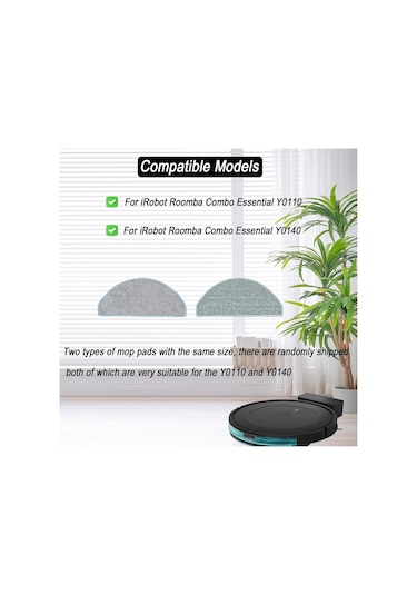 Geeksen İrobot Roomba Combo Essential Y0110/y0140/y0112/q0120 İçin Yıkama Yapılabilir Tekrarlı Kullanım Mikrofiber Süpürge Mop Yedek Pad