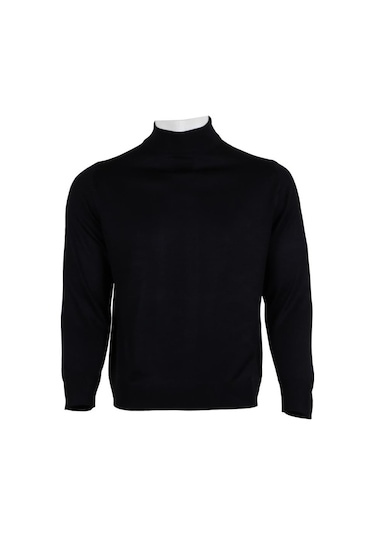 Erkek Lacivert Kazak Yarım Balıkçı Yünlü Klasik Normal Kesim Rar0