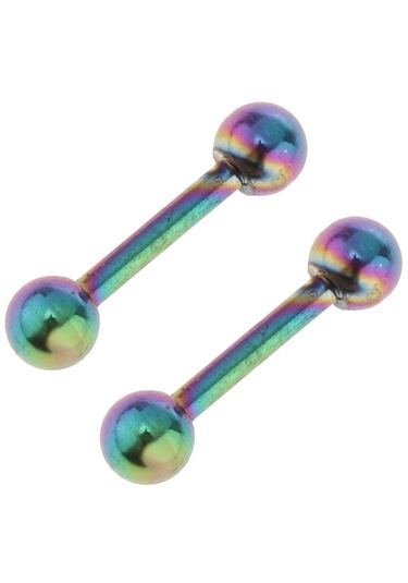 Suntek 16 Adet 16g Kavisli Halter Spike Burun Göbek Çok-renkli Çok Renkli
