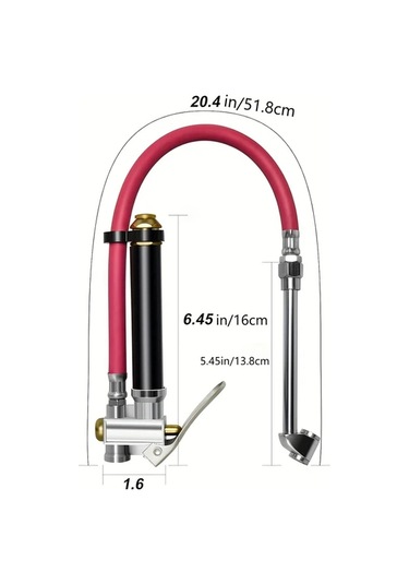 Xuweiwei 1pc Heavy Duty Dual Head Lastik Inflator Gauge 12 Inch Hava Hortumu İle Depolama Kılıfı