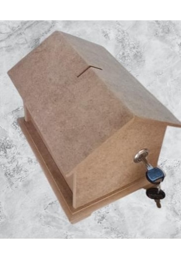 Hobi Adn Dekoratif Bahşiş Kutusu Kumbara Ahşap Mdf Ham Cnc Kesim Model El Yapım