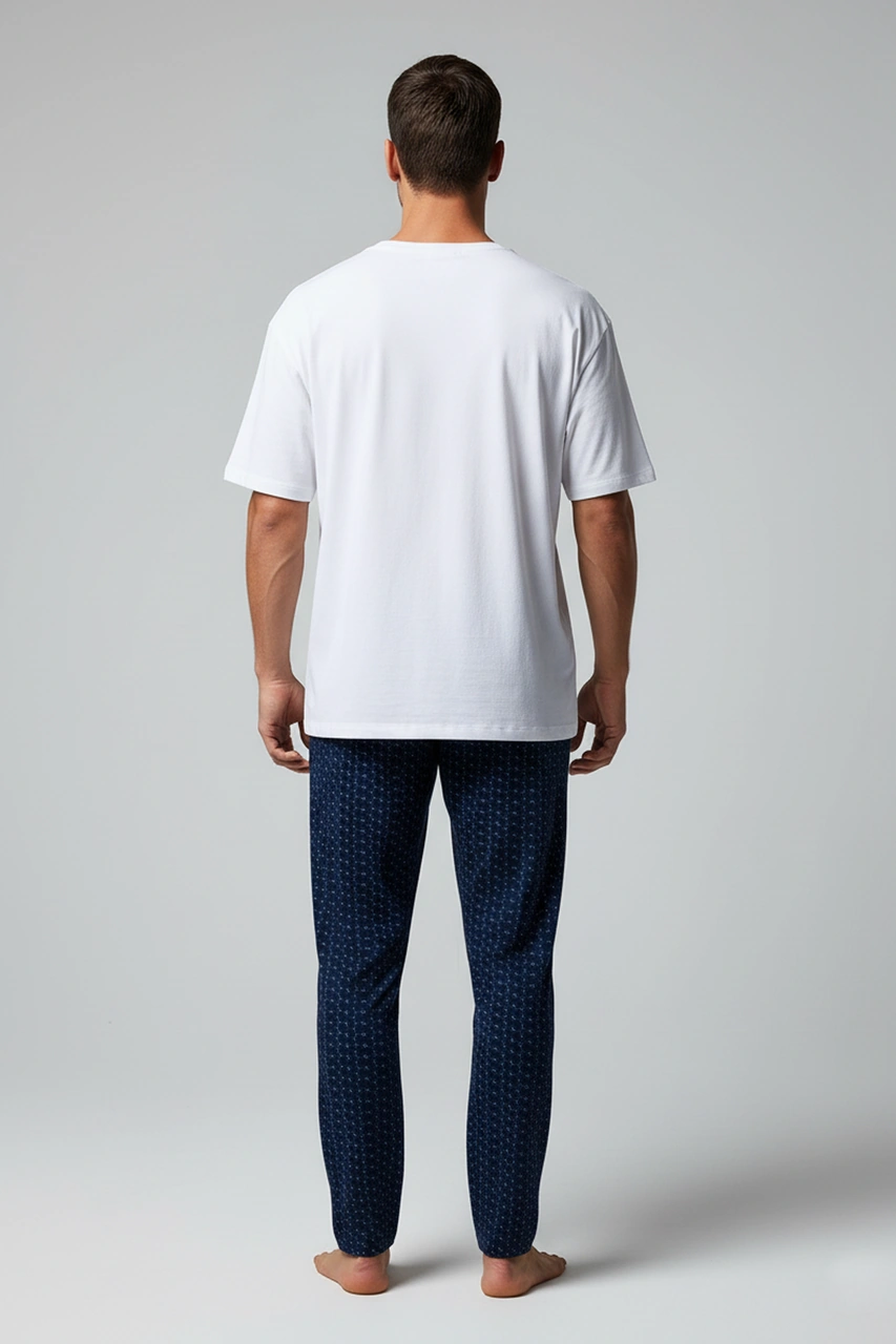 Erkek %100 Pamuk Cepli Ekose Pijama Altı Desen 8 040 Desen 8