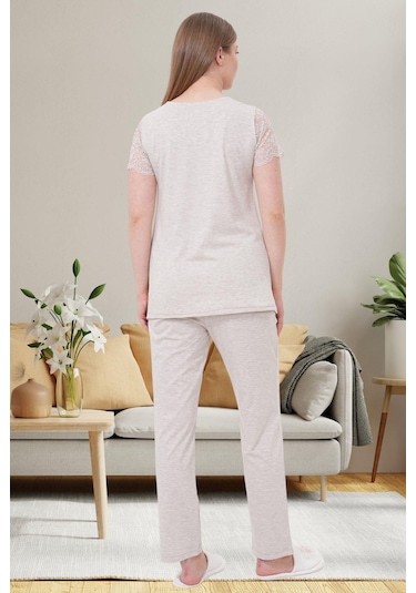 Mecit Pijama Mecit 6056 Vizon Hamile Lohusa Pijama Takımı