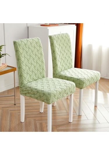 Yeşil 1 Parça Sandalye  Yemek Odası İçin Streç Jakarlı Yemek Sandalyesi  Slipcover Elastik  Mutfak Sandalye