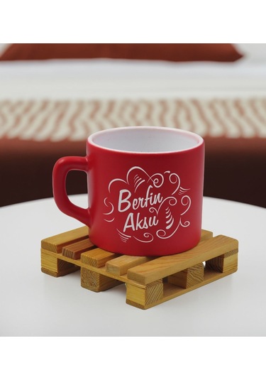 Bk Gift Kişiye Özel İsimli Kırmızı Renkli Middle Çay & Kahve Fincanı-6, Arkadaşa Hediye, Sevgiliye Hediye, Doğum Günü Hediyesi Kobitmeyencom32549 Bk G