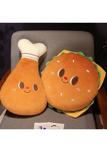 Zyzqstore Kızarmış Tavuk Burger Peluş Oyuncak, Süper Yumuşak, Çok Renkli, Tam Peluş Burger Çok Renkli