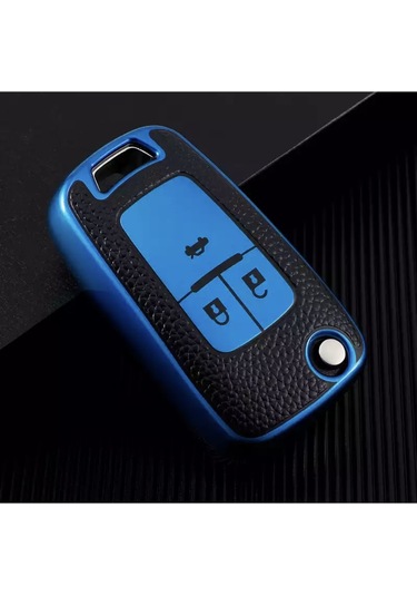 Chevrolet Uyumlu Cruze Lüx Anahtar Kılıfı Mavi Renk