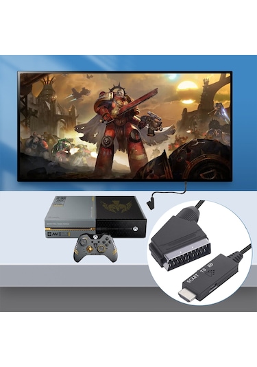 Sones Scart - Hdmı Uyumlu Dönüştürücü Video Ses Adaptör Kablosu Siyah