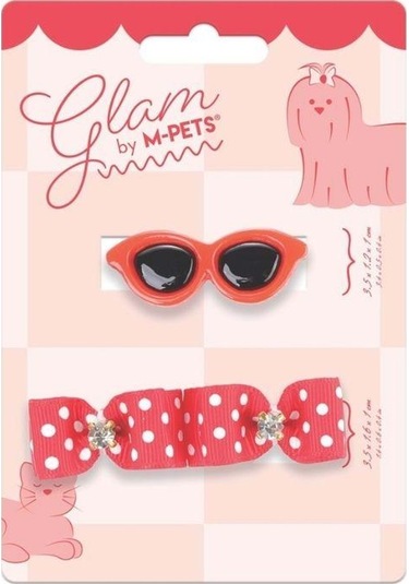 M-pets Glam Gözlük Ve Fiyonklu Kedi Ve Köpekler İçin Aksesuar Toka Kırmızı Mavi