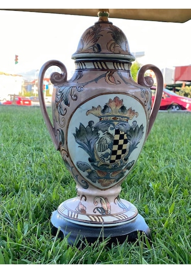 Kuş Motifli Porselen Abajur 70 CM