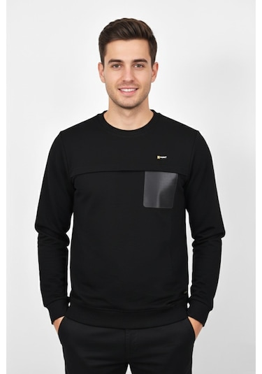 Baglan Erkek Mevsimlik Sıfır Yaka Sweatshirt Bgl-st04864 Siyah