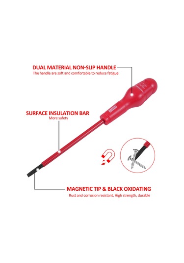 Springsun 11 Parça 1000v Yalıtkan Tornavida Seti - 9 Adet Yalıtkan Tornavida, 1 Adet Elektrik Test Kalemi Ve Saklama Çantası Kırmızı