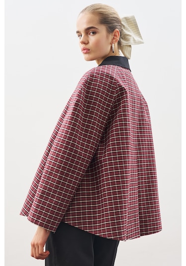 Kontrast Yakalı Trençkot Ekose Ekose