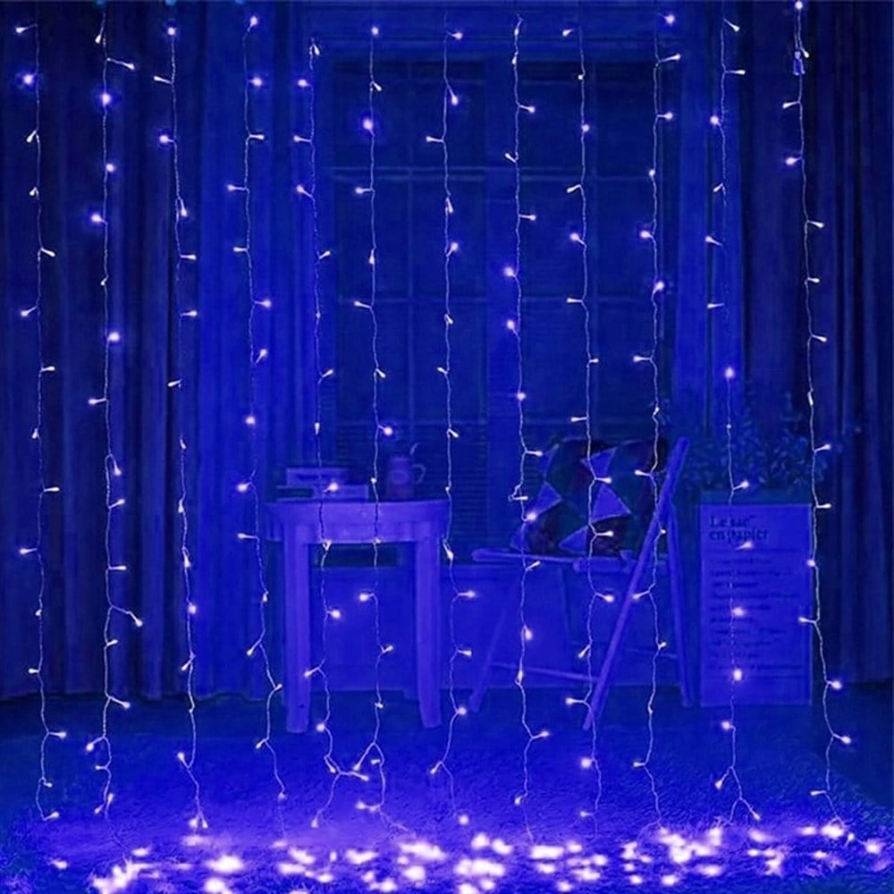 2x2 Perde Led Mavi 8 Animasyon Mavi