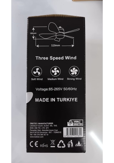 Ledolet Duylu Fanlı Led Lamba Kumandalı Sessiz Tavan Vantilatörü