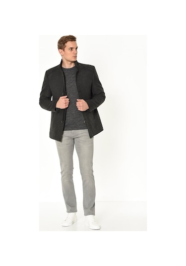 Plt8327 Dewberry Erkek Palto-Antrasit