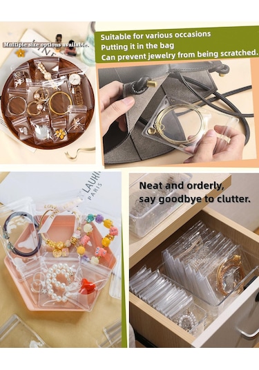 Youmex 100 Adet 48 Fil Pvc Şeffaf Zip Çanta - Pas Koruyucu Gümüş/kuyumluk Saklama Çantası Şeffaf