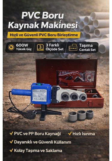 Pvc Boru Kaynak Makinesi 600w 3 Başlıklı Çantalı Set