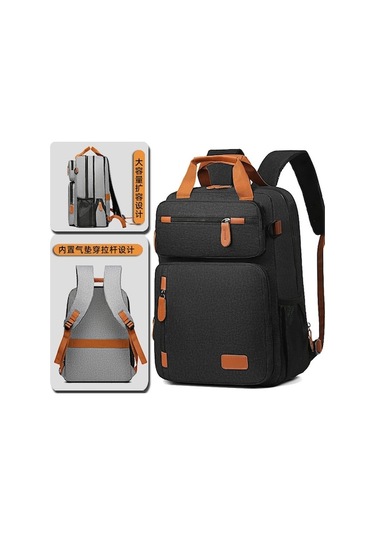 Büyük Kapasiteli Su Geçirmez Bilgisayar Seyahat Sırt Çantası Siyah Siyah