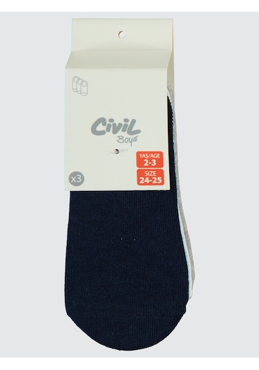 Civil Boys Erkek Çocuk 3'lü Babet Çorap 2-12 Yaş Siyah Siyah