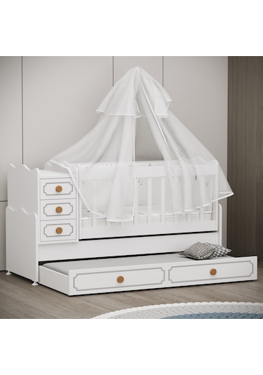 Garaj Home Yaren Yavrulu Beşik Kombin Beyaz