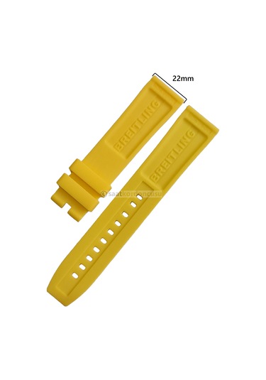 Breitling Modeli 22mm Sarı Renk Silikon Saat Kordonu