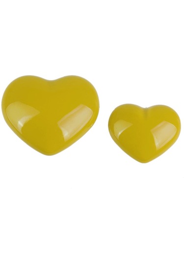 Homyl Kalp Şekilli Seramik Kapı Çekmece Dolap Kolu Sarı L