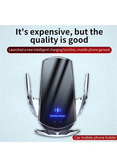 Yifomall Araç İçin 15w Kablosuz Şarjlı Akıllı Sensörlü Telefon Tutucu - Otomatik Açılma-kapama, 360 Döner, Gümüş GÜMÜŞ