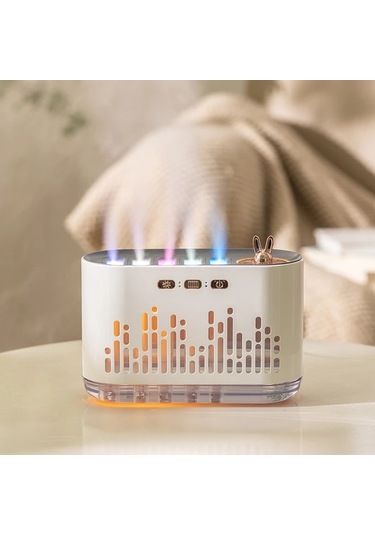 Techbloom Babıqt Nordic White Müzik Senkronizasyonlu Nemlendirici 7 Renk Led Işık Difüzör Otomatik Kapanma Usb İle Çalışan Ahşap