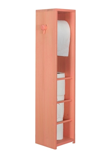 Wc Kağıtlık Tuvalet Kağıtlığı Kayın Ağacı Eskitme Pembe Boyalı