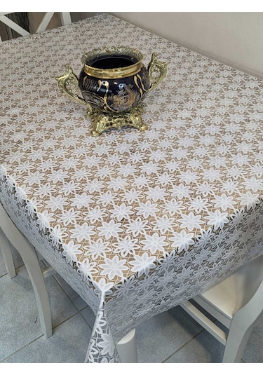 Ithal Pvc Muşamba - Desenli Silinebilir Masa Örtüsü 07nl10d Beyaz