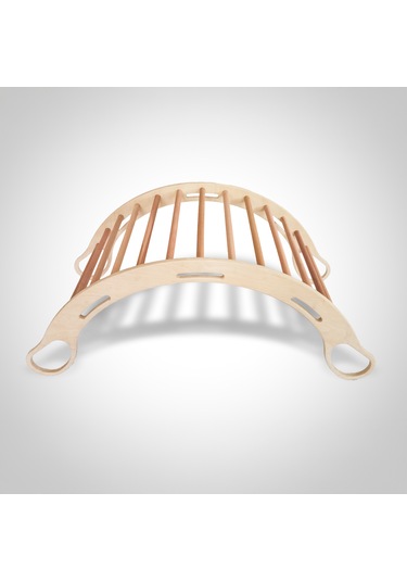 Xl Montessori Ahşap Pikler Halkası Ve Beyaz Minder Beyaz