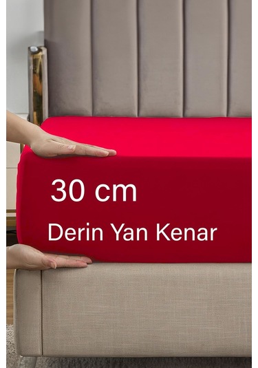 Ranforce Kahverengi Pamuklu Tek / Çift Kişilik Battal Tam Kenar Lastikli Çarşaf 14 Renk Fıtted Kırmızı