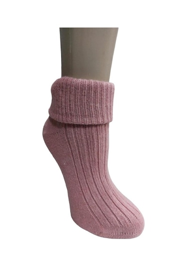 Frt 2'Lİ DİKİŞSİZ YÜN KADIN SOKET ÇORAP-HARDAL-PEMBE Hardal - Pembe