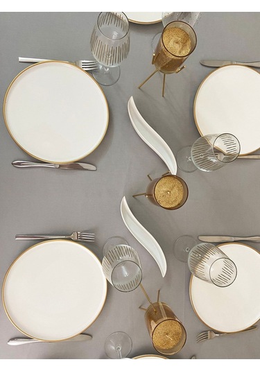 Sıvı Geçirmez Dertsiz Masa Örtüsü Gri