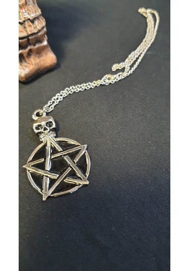 Dükkan Design Siyah Skull Pentagram Kolye Çok Renkli