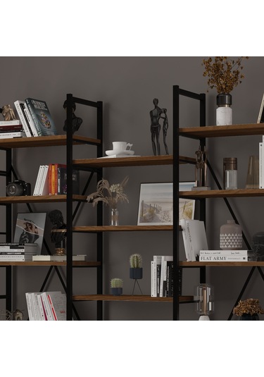 6 Raflı Metal Kitaplık Üç Modül-metalk03-nevada