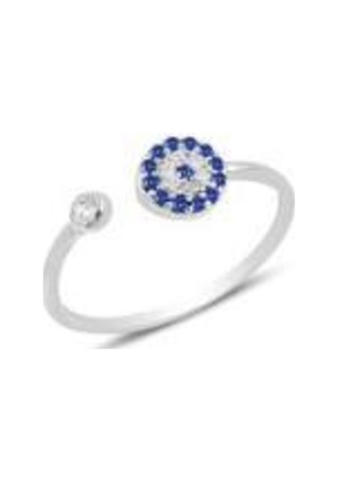 Gümüş Rodyumlu Zirkon Taşlı Ayarlamalı Nazar Modeli Yüzük (545458125)