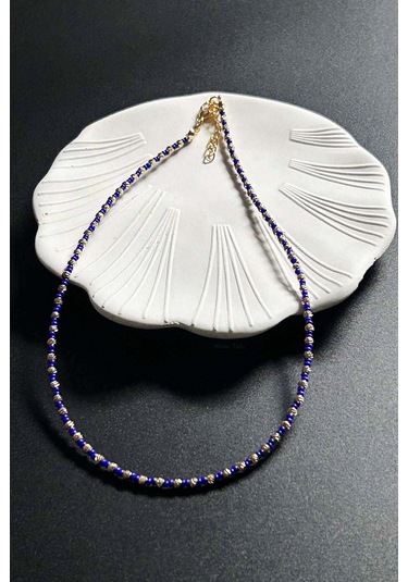 Mavi Ve Sarı Renk Boncuklu Kolye 430 Çok REnkli