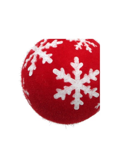 Yılbaşı Topu Kırmızı Kar Taneli 6 Adet 8cm