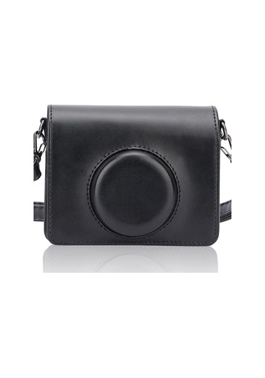 Butu Instax Mini Evo İçin Pu Deri Retro Kamera Çantası Omuz Askılı Anti-damla Koruyucu Kapak - Siyah