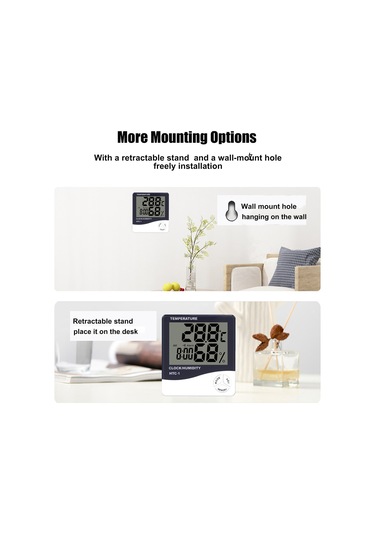 Dofolink Ev İçin Dijital Sıcaklık Ve Nem Ölçer Htc-1 - Duvar Veya Tepe Montajlı, Maksimum-minimum Belleği, Pil Dahil Değil