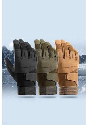 Taktik Tam Parmak Dokunmatik Eldiven-motosiklet-bisiklet-spor-outdoor-eldiven M-haki