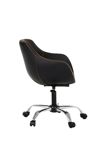 Krom Metal Ayaklı Ofis Çocuk Odası Çalışma Sandalyesi Monoko Deri