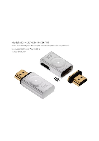 Sones 8k 60hz Hdtv'den Hdtv'ye Yan Büküm Manyetik Dönüştürücü Gümüş Sağ Büküm