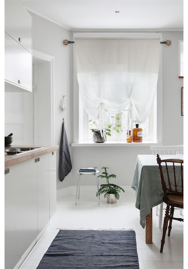 Naturel Potlu Tül Perde Retro Krem Krem